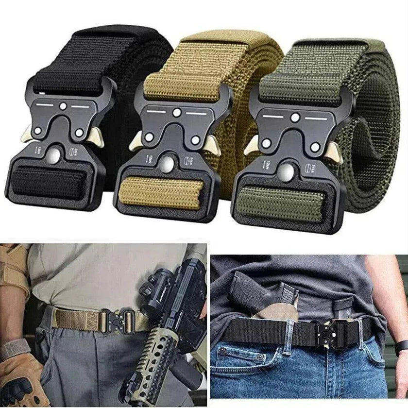 Men's Tactical Nylon Belt with Quick-Release Metal Buckle