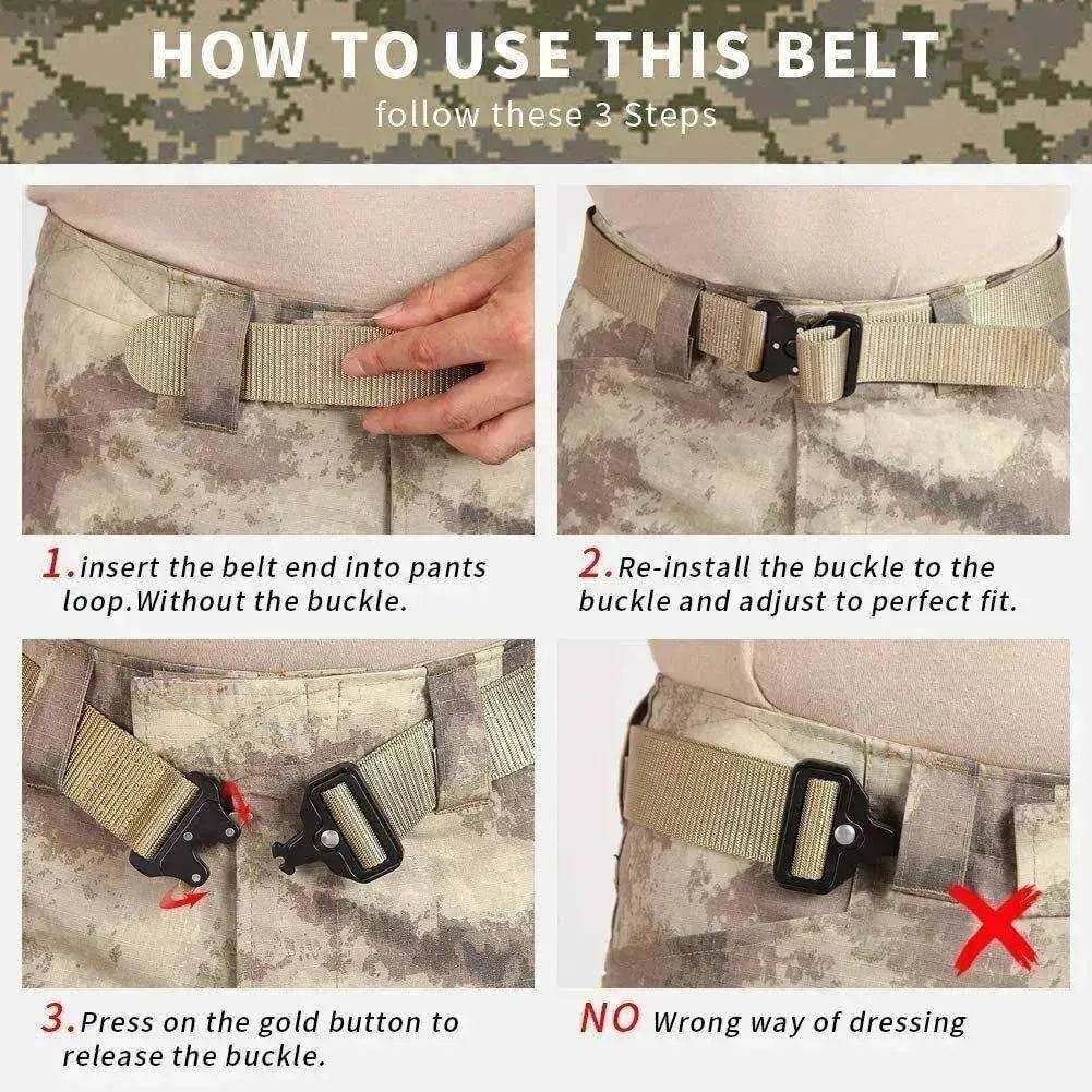 Men's Tactical Nylon Belt with Quick-Release Metal Buckle