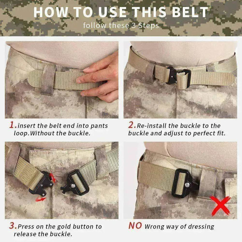 Men's Tactical Nylon Belt with Quick-Release Metal Buckle