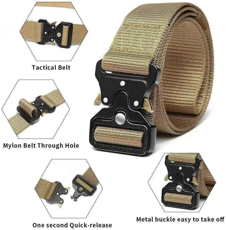 Men's Tactical Nylon Belt with Quick-Release Metal Buckle