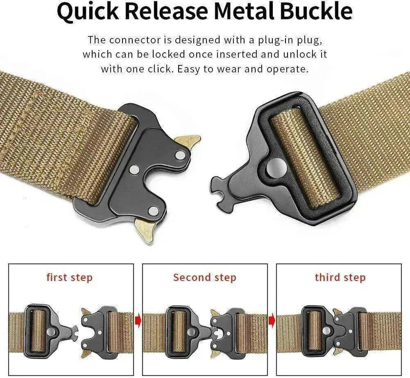 Men's Tactical Nylon Belt with Quick-Release Metal Buckle