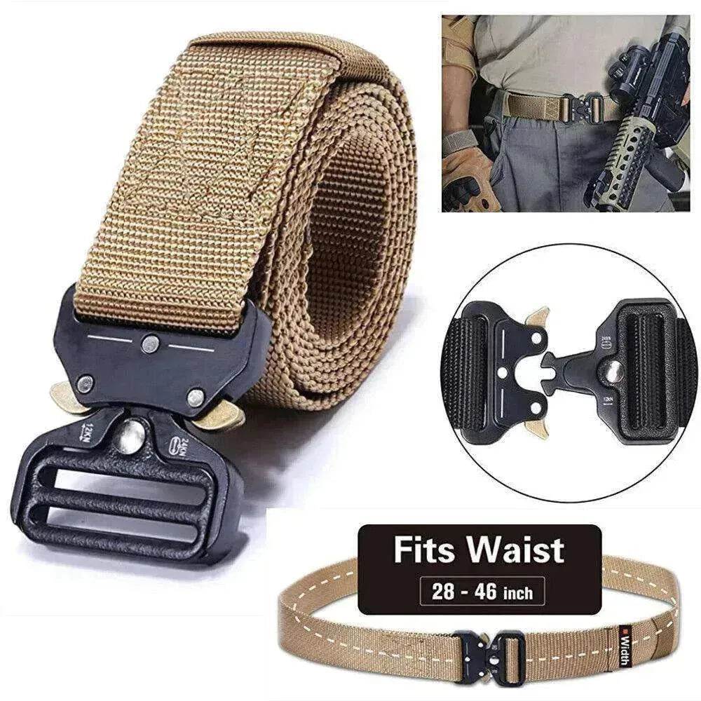 Men's Tactical Nylon Belt with Quick-Release Metal Buckle