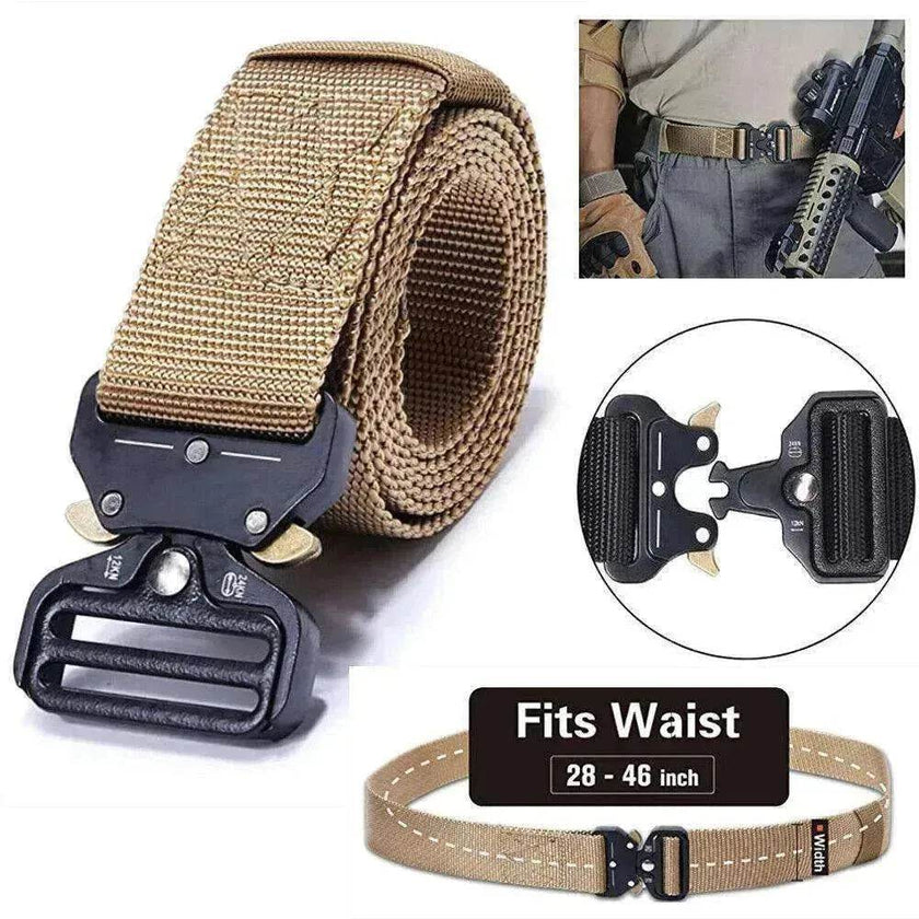 Men's Tactical Nylon Belt with Quick-Release Metal Buckle