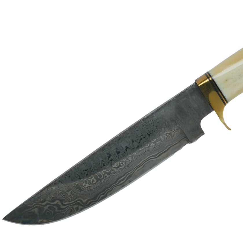 Couteau Haruto Bowie - Manche en os de chameau, lame de 7,5 pouces avec étui en cuir original.