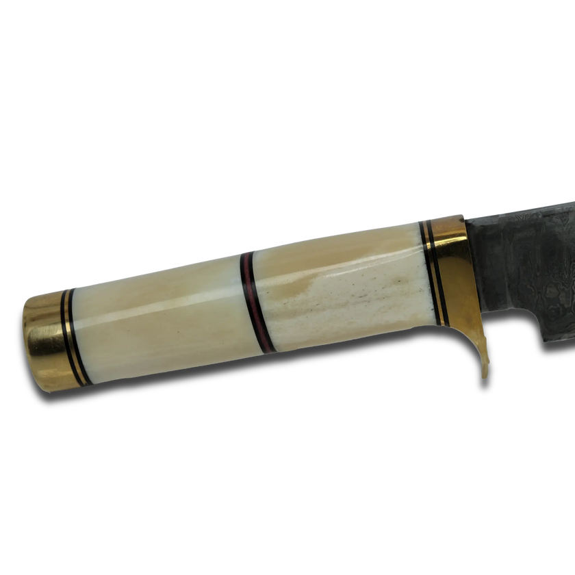 Couteau Haruto Bowie - Manche en os de chameau, lame de 7,5 pouces avec étui en cuir original.