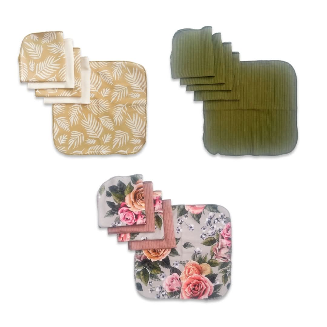 Bamboo Baby Washcloths (Pack of 5) | Palm Fronds & Cream