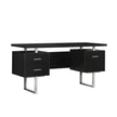 Bureau d'ordinateur moderne de couleur noir et gris métallique, espresso (I 7080)