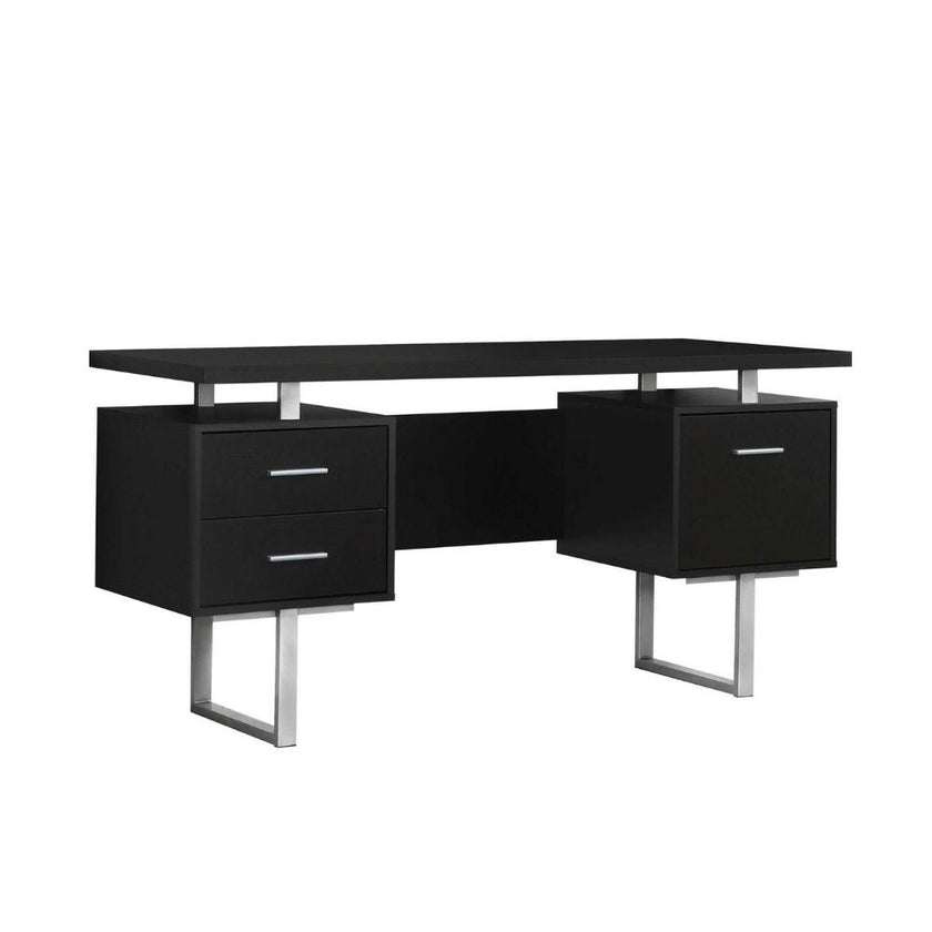 Bureau d'ordinateur moderne de couleur noir et gris métallique, espresso (I 7080)