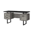 Bureau d'ordinateur moderne de couleur gris et noir métallique (I 7632)