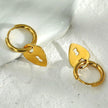 Boucles d'oreilles mini-cercles avec breloque en forme de cœur et de cadenas - Style PYAR en or.