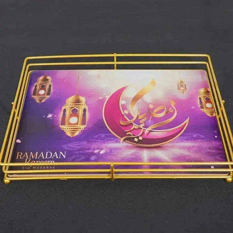 Painted Islamic Ramadan Iron Serving Tray