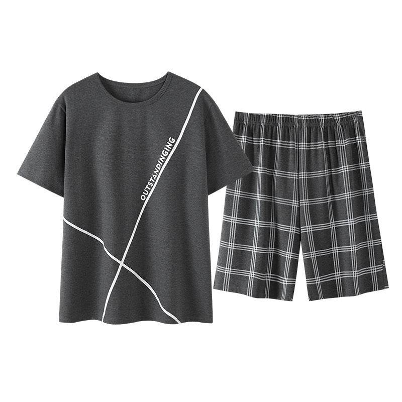 Pajamas Men's Summer Cotton Short Sleeve Shorts Suit