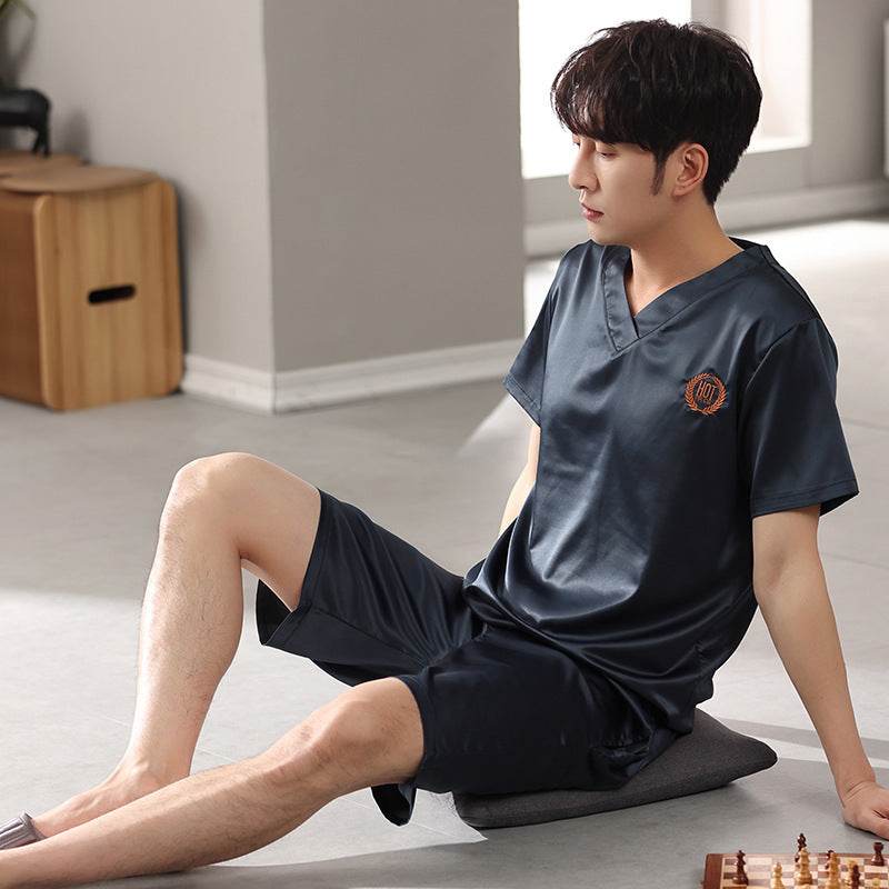 Pajamas Short-sleeved Shirt And Shorts Loose Ice Silk Suit Homewear
