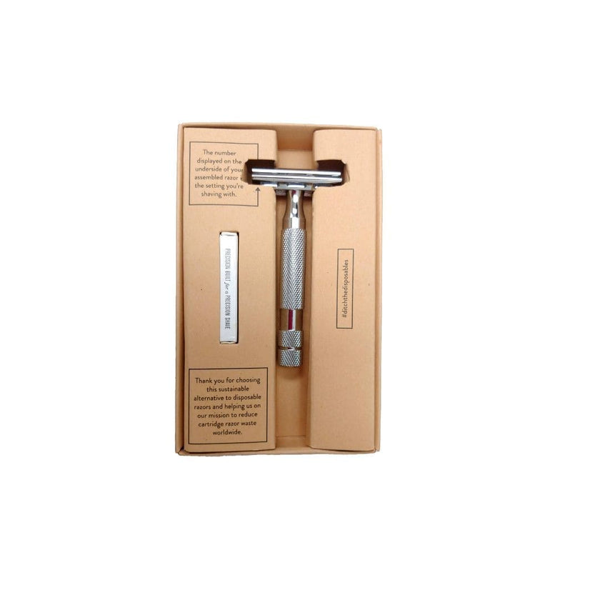 Rockwell 2C Adjustable DE Safety Razor - White Chrome (2 Settings)
