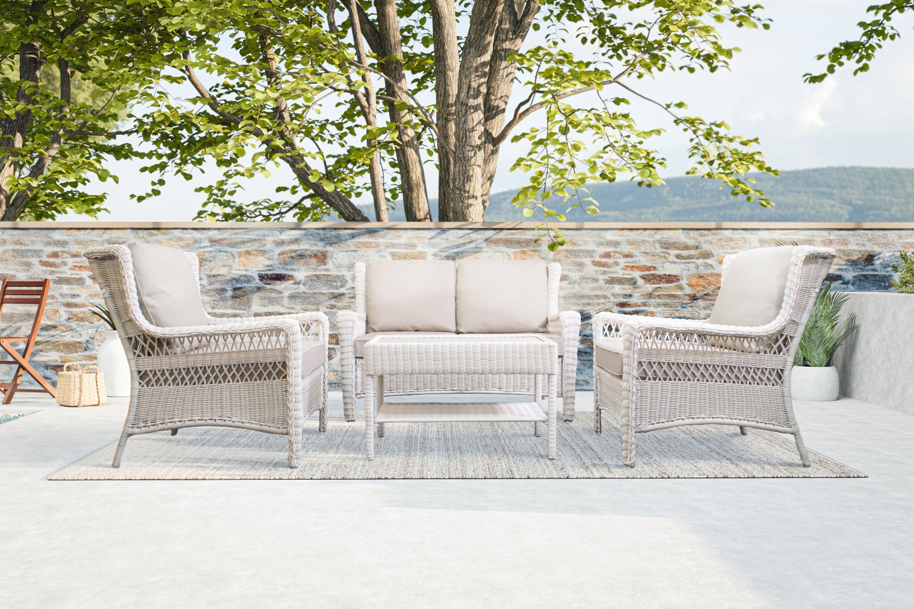 Park Meadows Wicker Loveseat Conversational Set