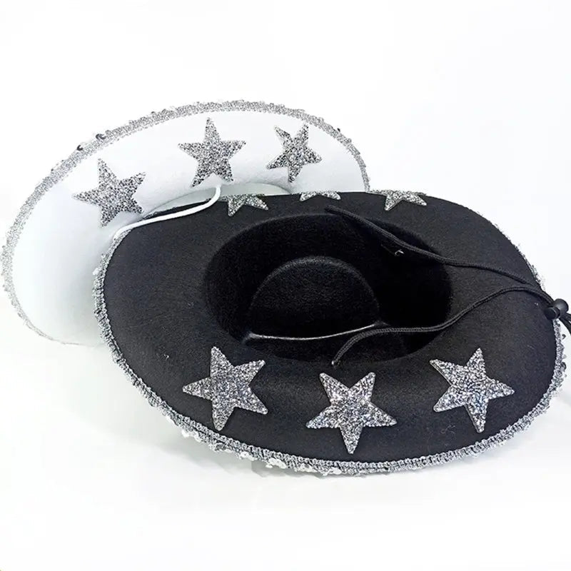 Party Black Bilateral Sequined Cowboy Hat