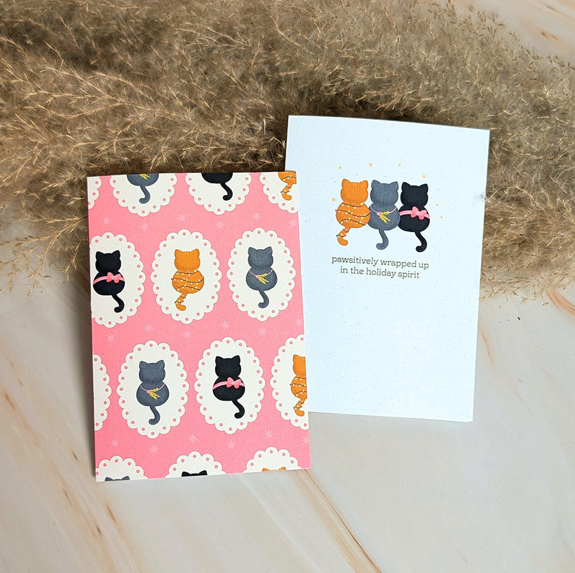 Pawsitively in the Holiday Spirit Mini Cat Card