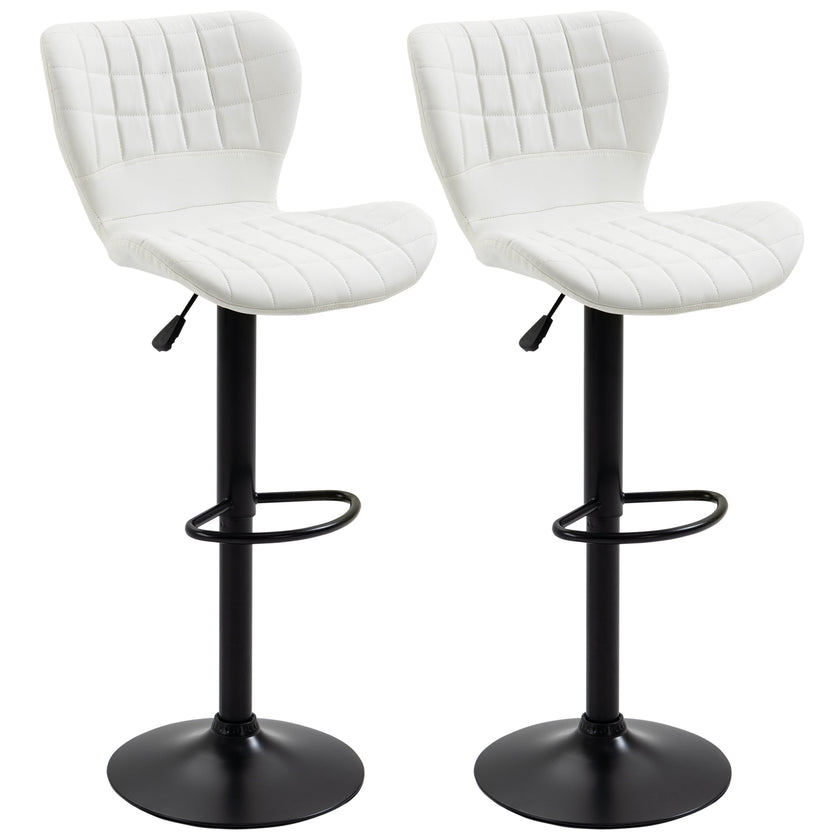 Avion Counter/Barstools with Adjustable Height and Swivel-Set of 2-White