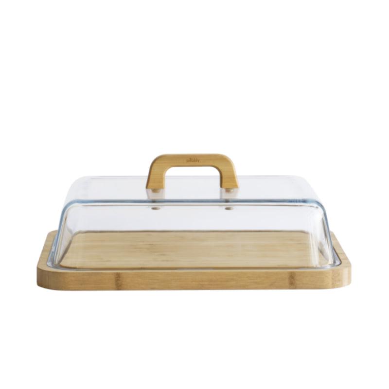 Pebbly - Cheese Box Glass Lid/Bamboo Board