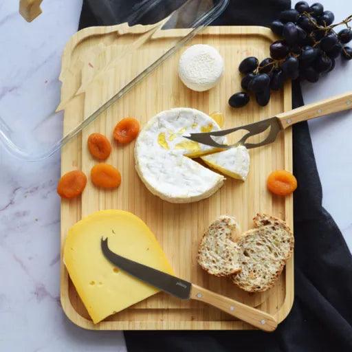 Pebbly - Cheese Box Glass Lid/Bamboo Board