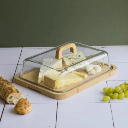 Pebbly - Cheese Box Glass Lid/Bamboo Board