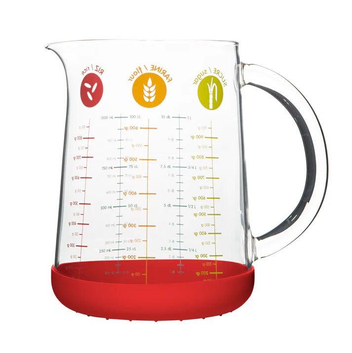 Pebbly - Boule à mesurer 1000ml/34oz Rouge, système métrique et impérial