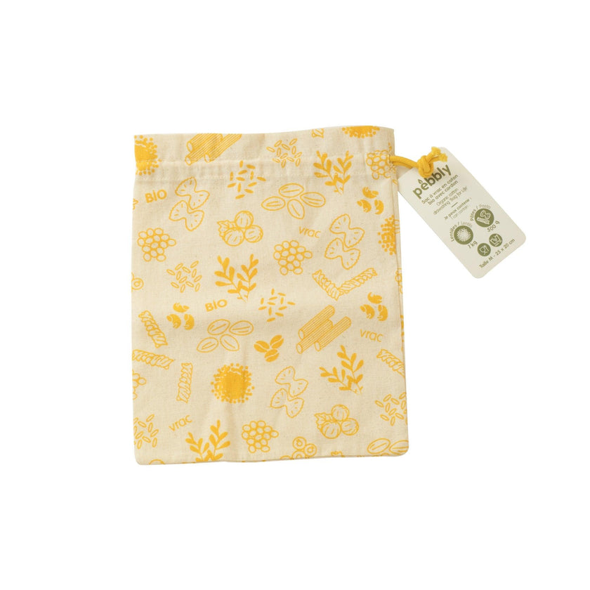 Pebbly - Organic Food Bag Medium-Yellow 20X25cm Cotton