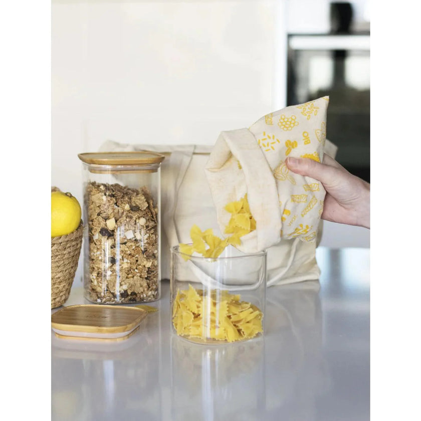 Pebbly - Organic Food Bag Medium-Yellow 20X25cm Cotton