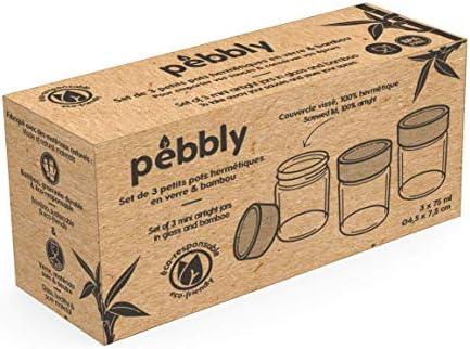 Pebbly - Lot de 3 pots ronds, 75 ml/25 oz