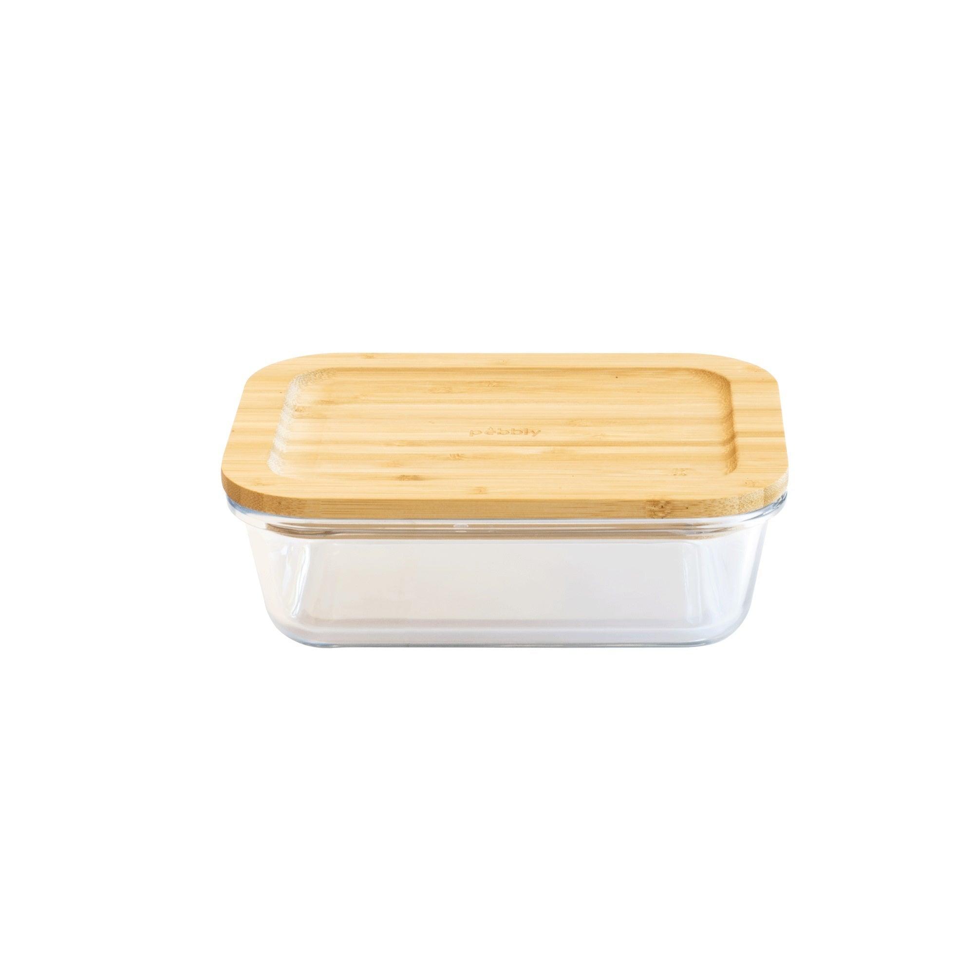 Pebbly - Boîte rectangulaire avec couvercle en bambou