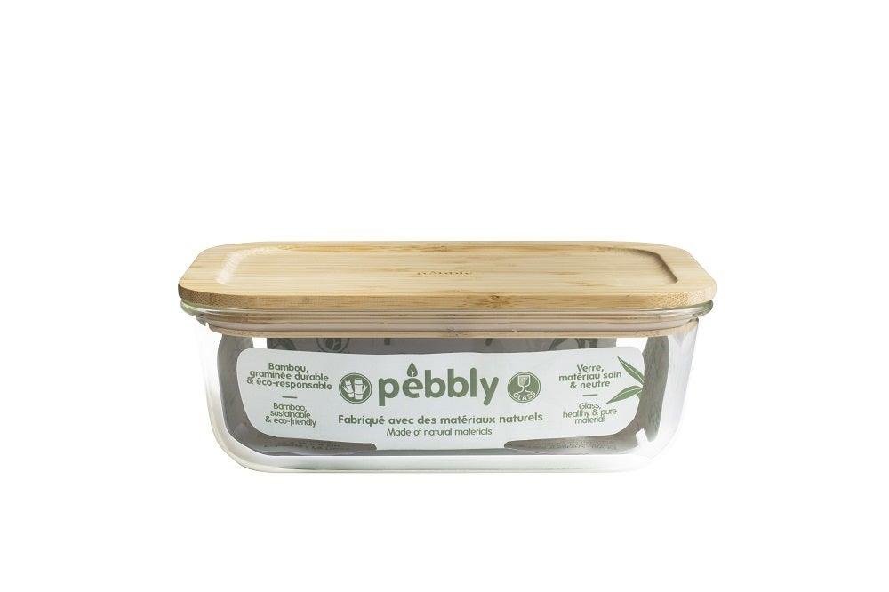 Pebbly - Boîte rectangulaire avec couvercle en bambou