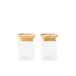 Pebbly - Square Pantry Jar Set 2/St Glass W/Bamboo Lid