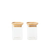 Pebbly - Square Pantry Jar Set 2/St Glass W/Bamboo Lid
