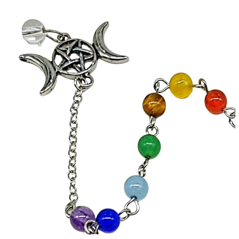 Pendulum - Cone - Amethyst - Triple Goddess Pentagram Charms