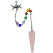 Pendulum - Cone - Rose Quartz - Triple Goddess Pentagram Charms