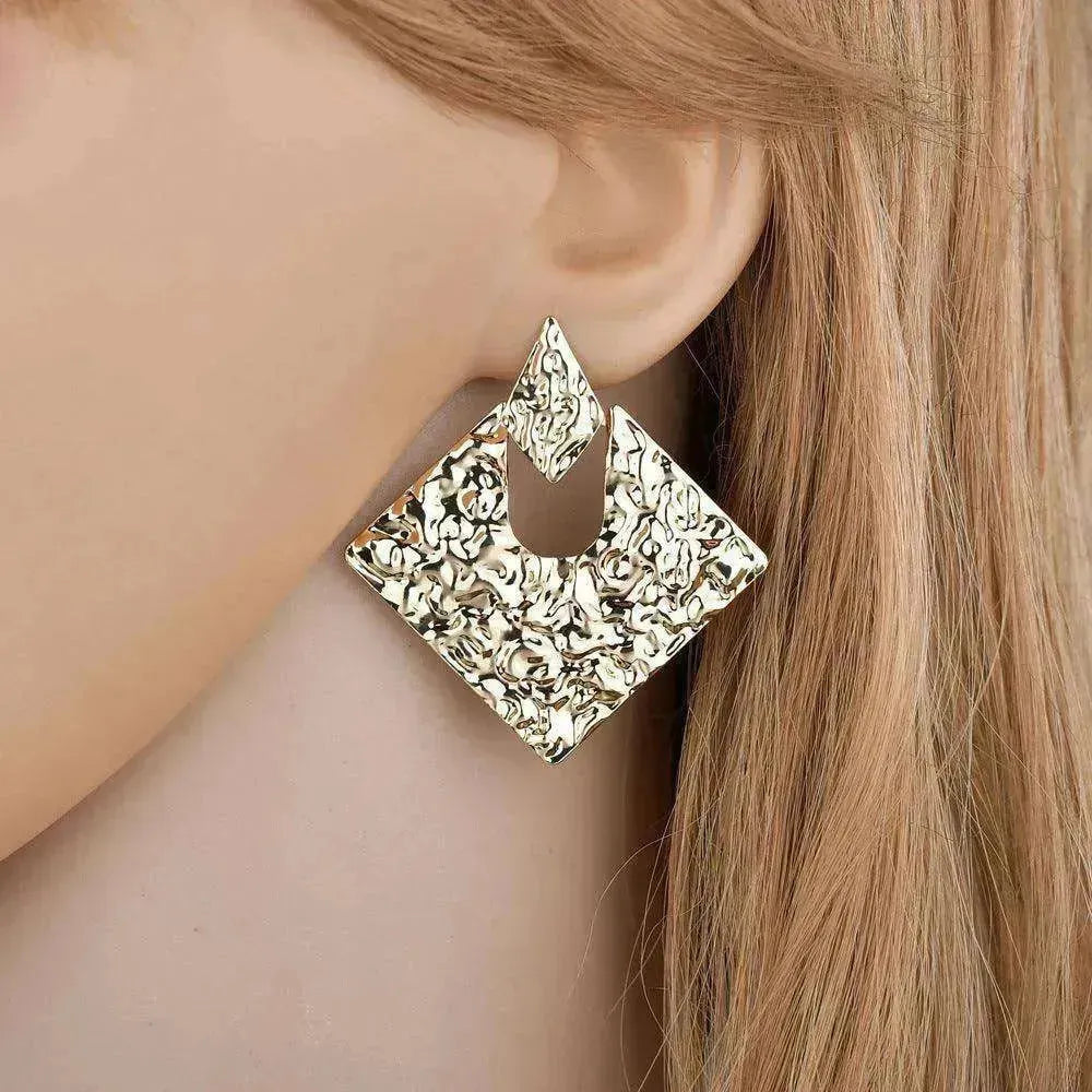 Personality Geometry Rhombus Irregular Alloy  Earrings