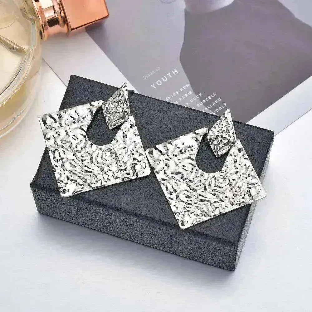 Personality Geometry Rhombus Irregular Alloy  Earrings
