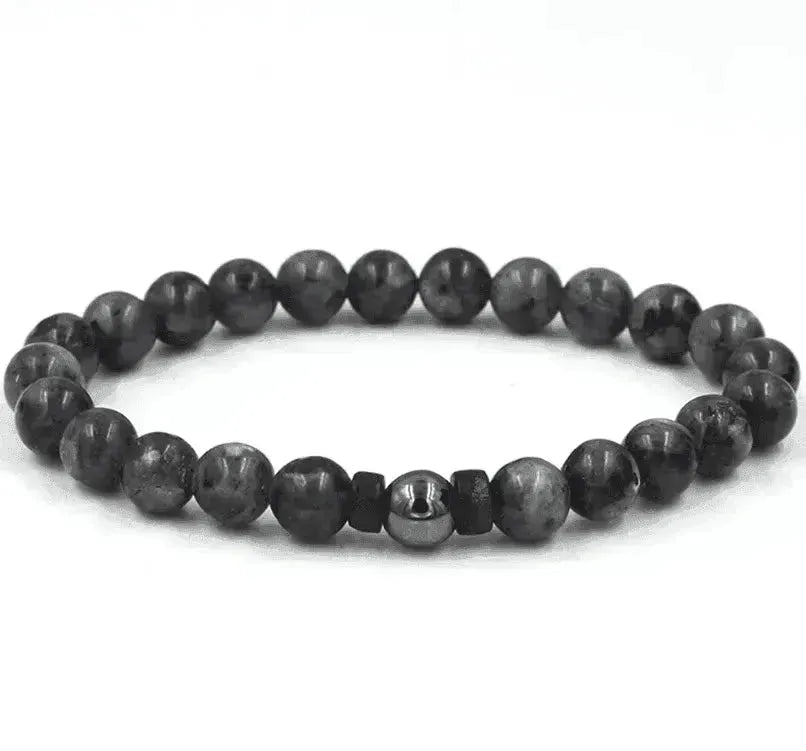 Men's Volcanic Stone Beaded Bracelet – Natural Stone & Crystal Accent