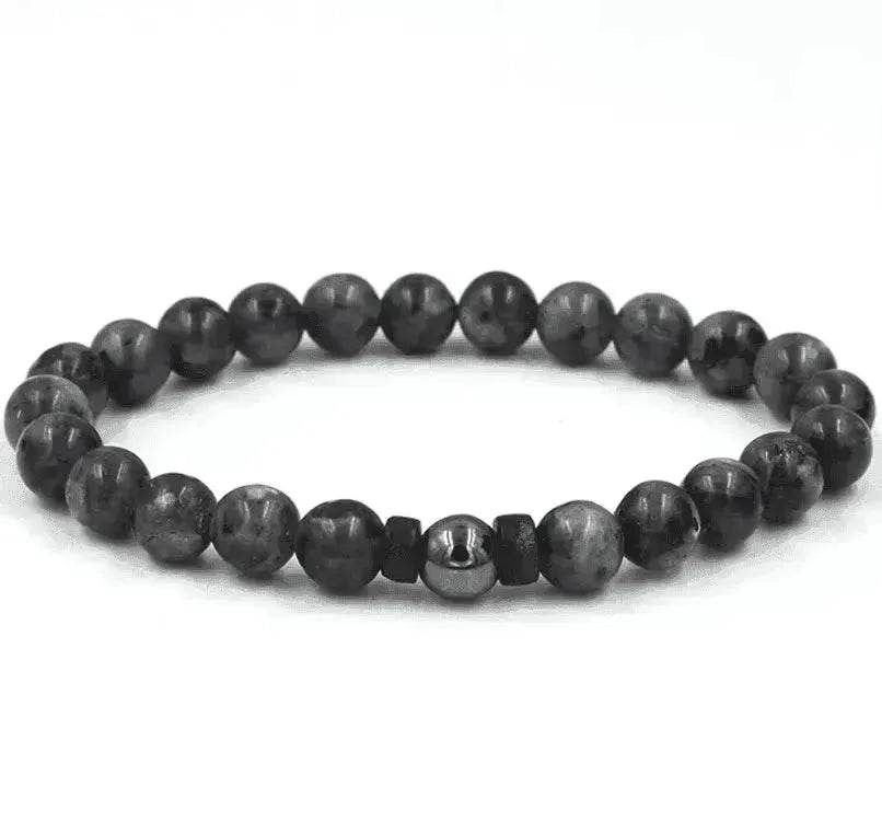 Men's Volcanic Stone Beaded Bracelet – Natural Stone & Crystal Accent