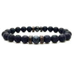 Men's Volcanic Stone Beaded Bracelet – Natural Stone & Crystal Accent
