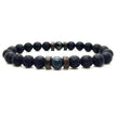 Men's Volcanic Stone Beaded Bracelet – Natural Stone & Crystal Accent