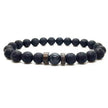 Men's Volcanic Stone Beaded Bracelet – Natural Stone & Crystal Accent