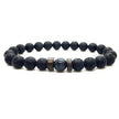 Men's Volcanic Stone Beaded Bracelet – Natural Stone & Crystal Accent