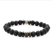Men's Volcanic Stone Beaded Bracelet – Natural Stone & Crystal Accent