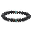 Men's Volcanic Stone Beaded Bracelet – Natural Stone & Crystal Accent