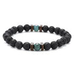Men's Volcanic Stone Beaded Bracelet – Natural Stone & Crystal Accent
