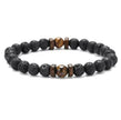 Men's Volcanic Stone Beaded Bracelet – Natural Stone & Crystal Accent