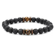 Men's Volcanic Stone Beaded Bracelet – Natural Stone & Crystal Accent