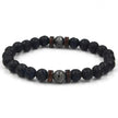 Men's Volcanic Stone Beaded Bracelet – Natural Stone & Crystal Accent