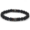 Men's Volcanic Stone Beaded Bracelet – Natural Stone & Crystal Accent